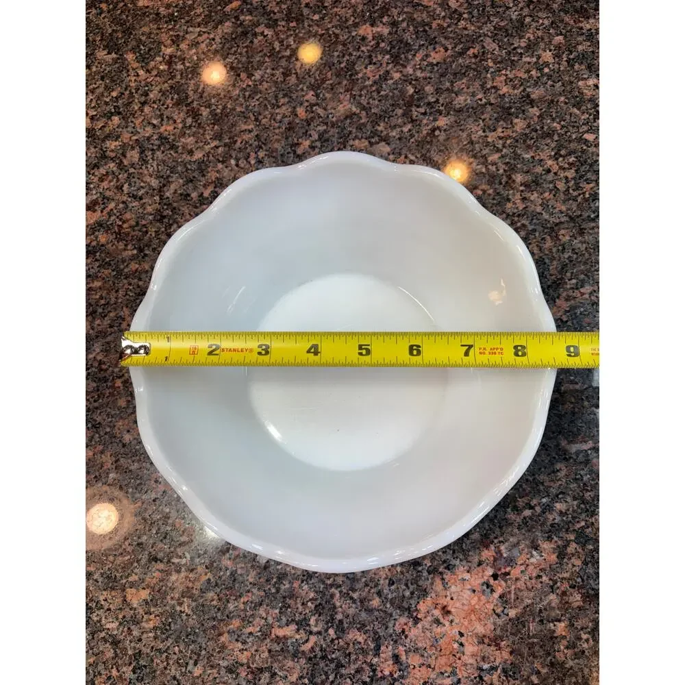 Vintage Milk Glass Bowl with Grape and Leaf Design 8.5" round - Picture 12 of 14